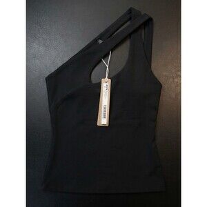 New SKIMS Smooth Layers One Shoulder Black Cutout Top
